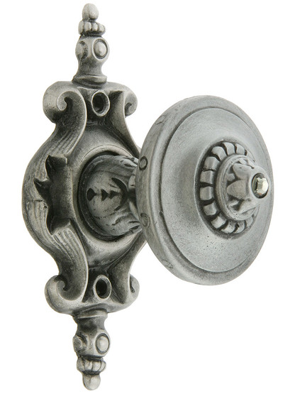 Portobello Jeweled Knob With Pembridge Back Plate in Antique Pewter.